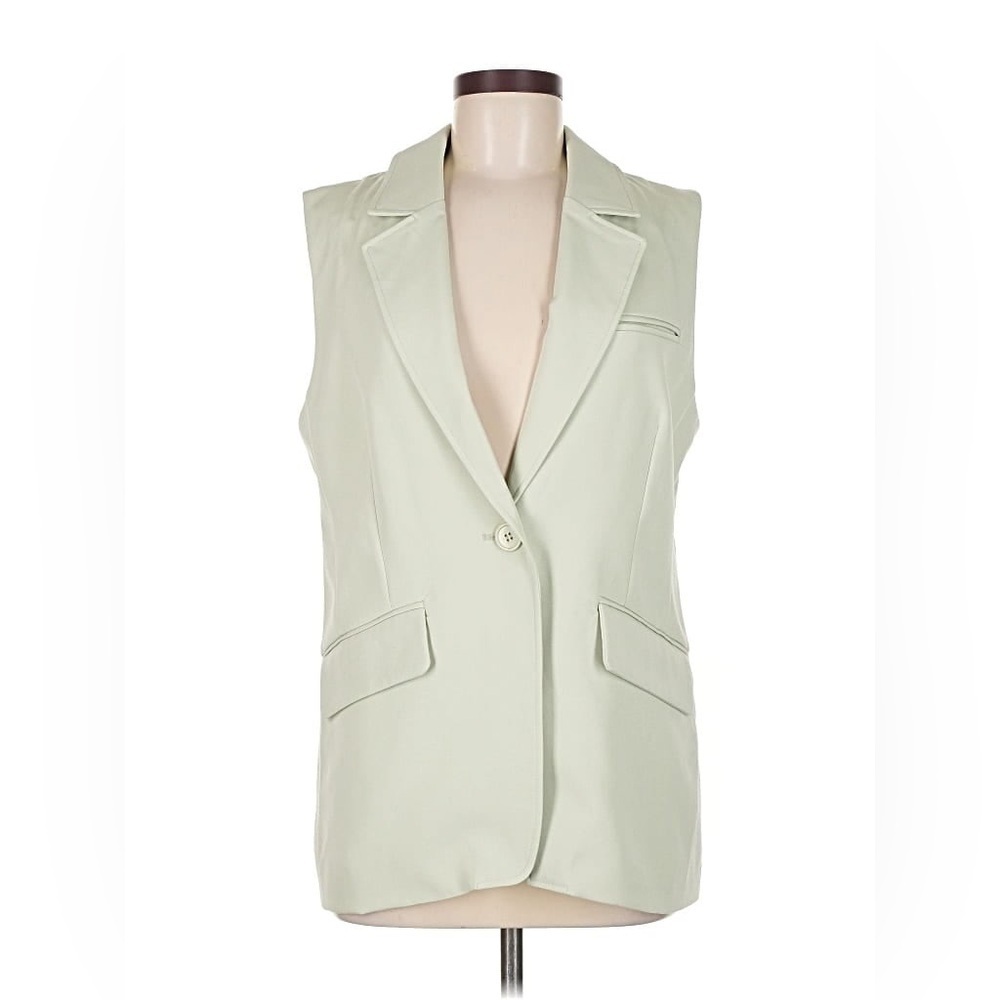Prettygarden Women's Size Small Sleeveless Vest Light Sage Green One Button 7106